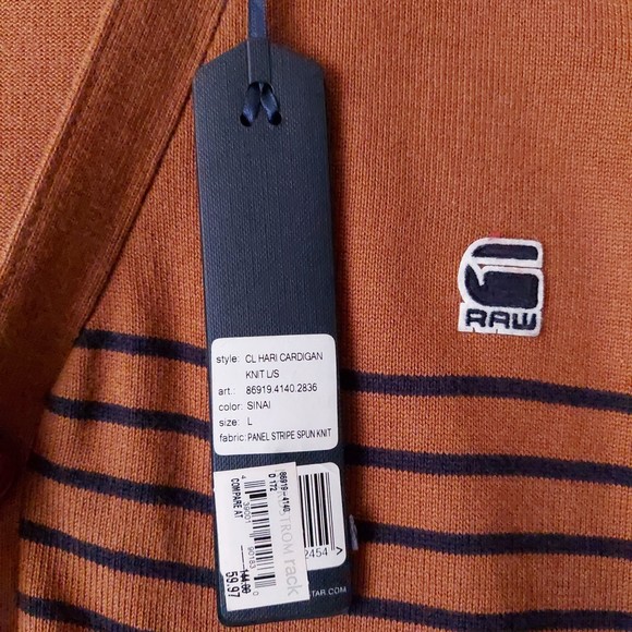 G-Star Raw Correctline Hari Brown and Blue Striped Cardigan NWT Men's Sz L - Picture 4 of 16
